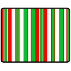 Christmas Holiday Stripes Red Fleece Blanket (medium)  by Celenk