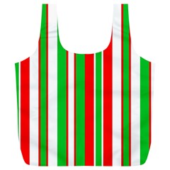 Christmas Holiday Stripes Red Full Print Recycle Bags (l)  by Celenk