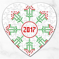 Snowflake Graphics Date Year Jigsaw Puzzle (heart) by Celenk