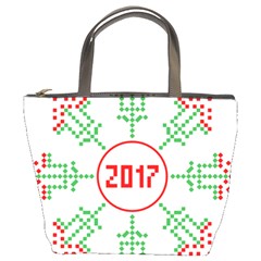 Snowflake Graphics Date Year Bucket Bags by Celenk