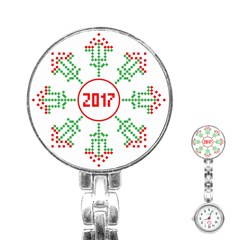 Snowflake Graphics Date Year Stainless Steel Nurses Watch by Celenk