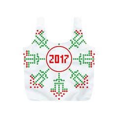 Snowflake Graphics Date Year Full Print Recycle Bags (s)  by Celenk