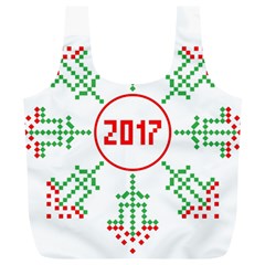 Snowflake Graphics Date Year Full Print Recycle Bags (l)  by Celenk