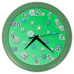 Snowflakes Winter Christmas Overlay Color Wall Clocks by Celenk