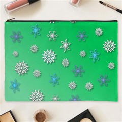 Snowflakes Winter Christmas Overlay Cosmetic Bag (xxxl)  by Celenk