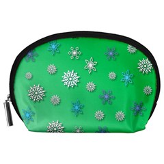 Snowflakes Winter Christmas Overlay Accessory Pouches (large)  by Celenk