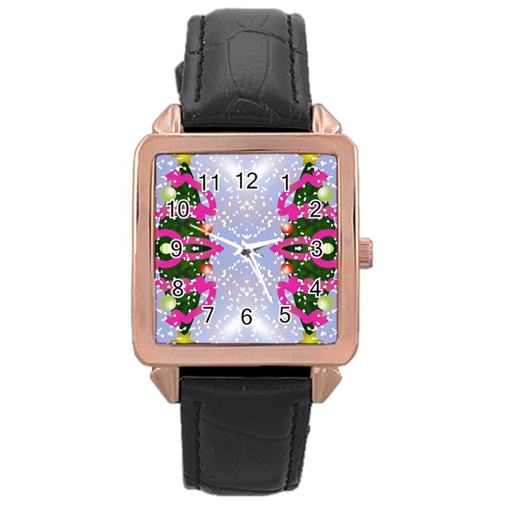 Seamless Tileable Pattern Design Rose Gold Leather Watch 