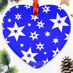 Star Background Pattern Advent Heart Ornament (two Sides) by Celenk