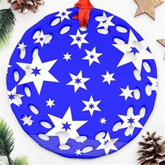 Star Background Pattern Advent Ornament (round Filigree) by Celenk