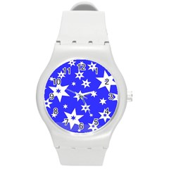 Star Background Pattern Advent Round Plastic Sport Watch (m) by Celenk