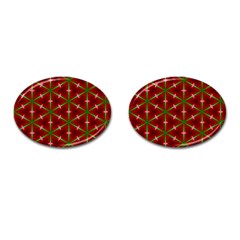 Textured Background Christmas Pattern Cufflinks (oval) by Celenk