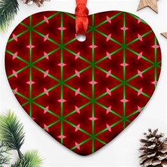 Textured Background Christmas Pattern Heart Ornament (two Sides) by Celenk