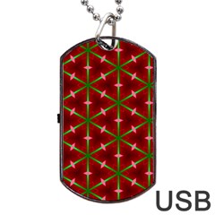 Textured Background Christmas Pattern Dog Tag Usb Flash (two Sides) by Celenk