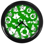 Green White Backdrop Background Card Christmas Wall Clocks (Black) Front