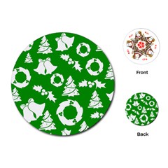 Green White Backdrop Background Card Christmas Playing Cards (round)  by Celenk