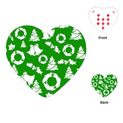 Green White Backdrop Background Card Christmas Playing Cards (heart)  by Celenk