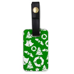 Green White Backdrop Background Card Christmas Luggage Tags (one Side)  by Celenk