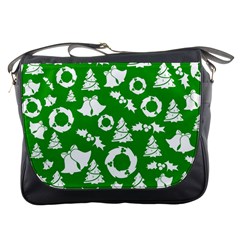 Green White Backdrop Background Card Christmas Messenger Bags by Celenk