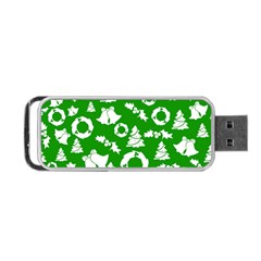 Green White Backdrop Background Card Christmas Portable Usb Flash (two Sides)