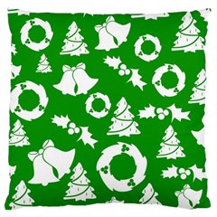 Green White Backdrop Background Card Christmas Large Flano Cushion Case (one Side) by Celenk