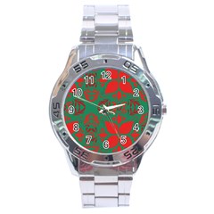 Christmas Background Stainless Steel Analogue Watch by Celenk