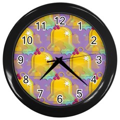 Seamless Repeat Repeating Pattern Wall Clocks (black) by Celenk