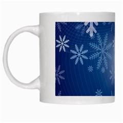 Snowflakes Background Blue Snowy White Mugs