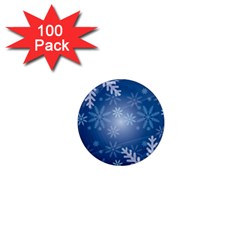 Snowflakes Background Blue Snowy 1  Mini Magnets (100 Pack)  by Celenk