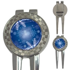 Snowflakes Background Blue Snowy 3-in-1 Golf Divots by Celenk