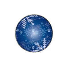 Snowflakes Background Blue Snowy Hat Clip Ball Marker by Celenk