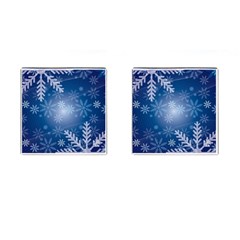 Snowflakes Background Blue Snowy Cufflinks (square) by Celenk