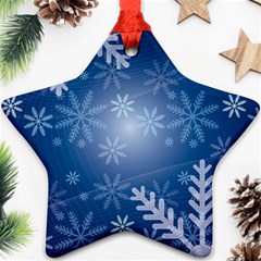 Snowflakes Background Blue Snowy Star Ornament (two Sides) by Celenk