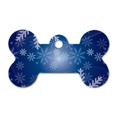 Snowflakes Background Blue Snowy Dog Tag Bone (one Side) by Celenk