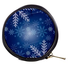 Snowflakes Background Blue Snowy Mini Makeup Bags by Celenk