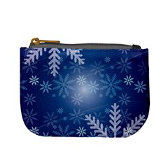 Snowflakes Background Blue Snowy Mini Coin Purses by Celenk