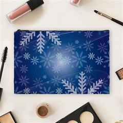 Snowflakes Background Blue Snowy Cosmetic Bag (large)  by Celenk