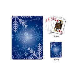 Snowflakes Background Blue Snowy Playing Cards (mini)  by Celenk