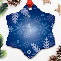 Snowflakes Background Blue Snowy Ornament (snowflake) by Celenk