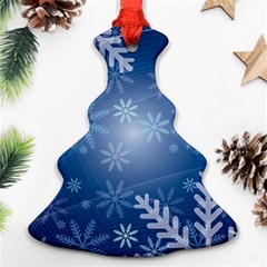 Snowflakes Background Blue Snowy Ornament (christmas Tree)  by Celenk