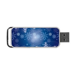 Snowflakes Background Blue Snowy Portable Usb Flash (two Sides) by Celenk