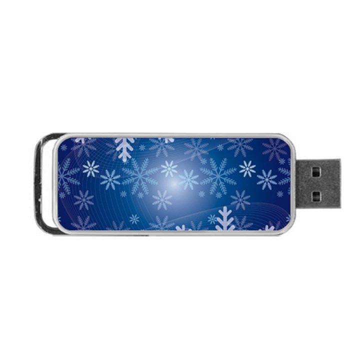 Snowflakes Background Blue Snowy Portable USB Flash (Two Sides)