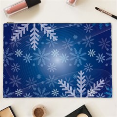 Snowflakes Background Blue Snowy Cosmetic Bag (xxl)  by Celenk