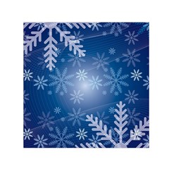 Snowflakes Background Blue Snowy Small Satin Scarf (square) by Celenk