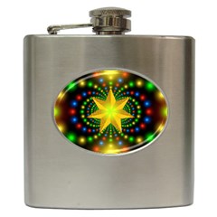 Christmas Star Fractal Symmetry Hip Flask (6 Oz) by Celenk