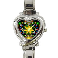 Christmas Star Fractal Symmetry Heart Italian Charm Watch by Celenk