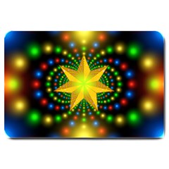 Christmas Star Fractal Symmetry Large Doormat  by Celenk