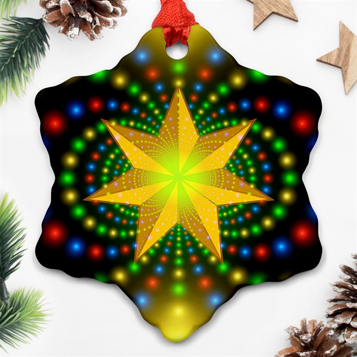 Christmas Star Fractal Symmetry Snowflake Ornament (Two Sides)