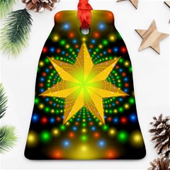 Christmas Star Fractal Symmetry Bell Ornament (two Sides) by Celenk