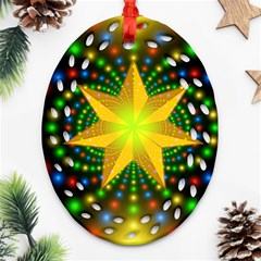 Christmas Star Fractal Symmetry Oval Filigree Ornament (two Sides) by Celenk