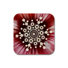 Background Star Red Abstract Rubber Square Coaster (4 Pack)  by Celenk